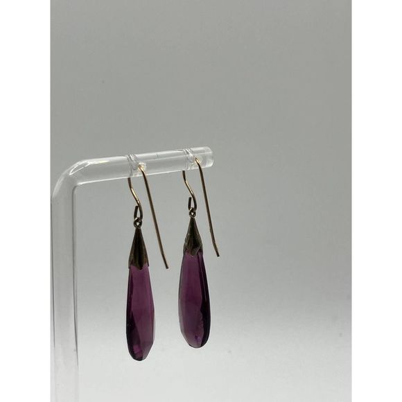 Amethyst Quartz Long Teardrop Dangle Boho 1.75 Inch Earrings! - Picture 7 of 8